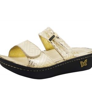 Alegria leather gold sandals